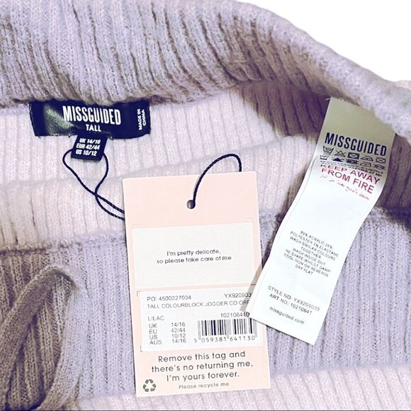 Missguided Tall Color Block Knitted Joggers in Lilac - Picture 8 of 8